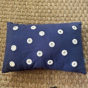 Navy Blue Pillow with White Polka Dots